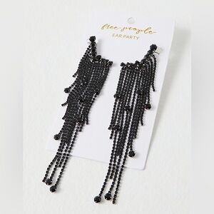 NWT Free People Comeback Kid Ear Party Black Beaded Earrings